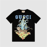 GUCCI 615044 女士黑色 中国新年系列 Gucci 印花 T恤