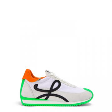 LOEWE M816282X34 男士白色拼绿色 尼龙和绒面流畅运动鞋