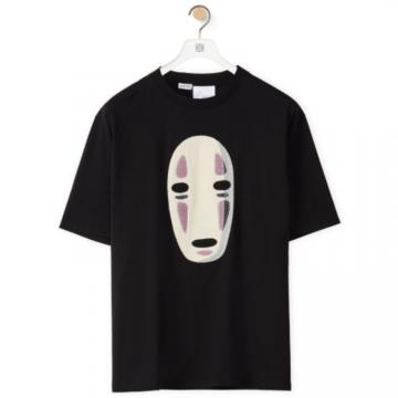 LOEWE H848Y22X14 男士黑色 棉质 Kaonashi 刺绣 T恤