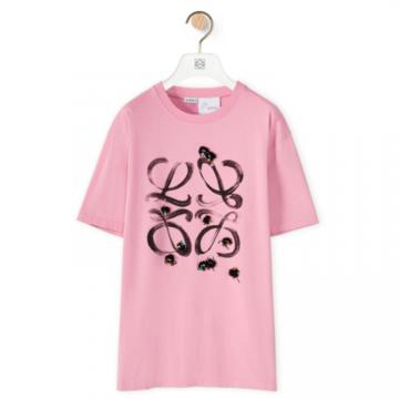 LOEWE H848Y22X15 男士玫粉色 棉质 Susuwatari Anagram T恤