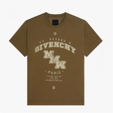 GIVENCHY BM71993Y6B 男士橄榄绿 Givenchy 1952 印花 T恤