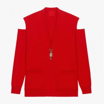 GIVENCHY BW90CN4ZAH 女士红色 超大版型 4g logo 挂锁针织开衫