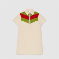 GUCCI 674478 女士白色 饰 V 型复古织带 Polo裙