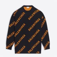 BALENCIAGA 657528T32001018 女士黑色 虎年系列满印 Logo 针织衫