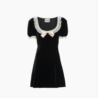 MIUMIU MF4584 女士黑色 Velvet mini-dress