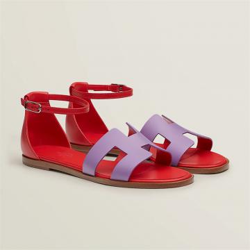 HERMES H182139Z 女士紫色拼红色 Santorini 凉鞋