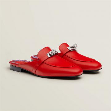 HERMES H221082Z 女士唇膏红 Oz 穆勒鞋