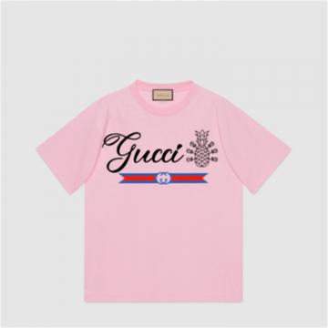 GUCCI 616036 男士浅粉色 Gucci Pineapple 棉质 T恤
