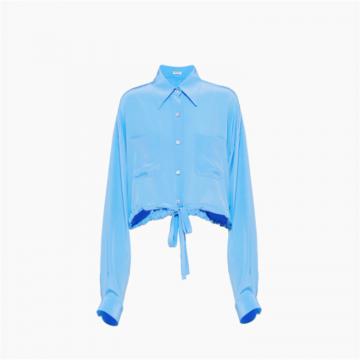 MIUMIU MK1629 女士蓝色 双绉束绳衬衫