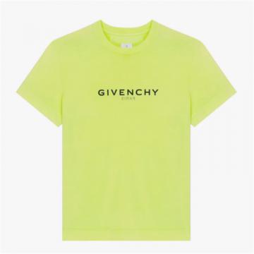GIVENCHY BW707Z3Z7K 女士荧光黄色 Givenchy 翻转 logo T恤