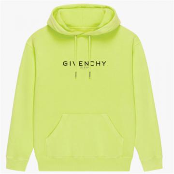 GIVENCHY BWJ01C3Z7K 女士荧光黄色 Givenchy 翻转 logo 连帽卫衣