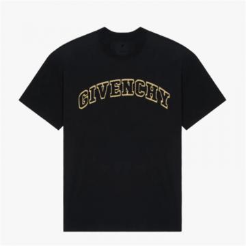 GIVENCHY BM719U3Y6D 男士黑色 Givenchy logo修身 T恤