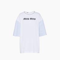 MIUMIU MJN352 女士白色 Oversize 棉质 T恤