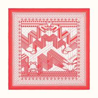 HERMES H043867S 女士石榴红 “曲折鞍带”55厘米真丝方巾
