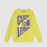 GUCCI 617964 女士明黄色 “Lemon Gucci”印花棉质卫衣