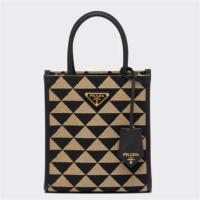 PRADA 1BA355 女士米黄色 Prada Symbole 刺绣织物小号托特包