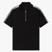 GIVENCHY BM718G3Y63 男士黑色 4g logo 饰带拉链 polo衫