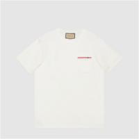 GUCCI 673710 男士白色 刺绣棉质 T恤