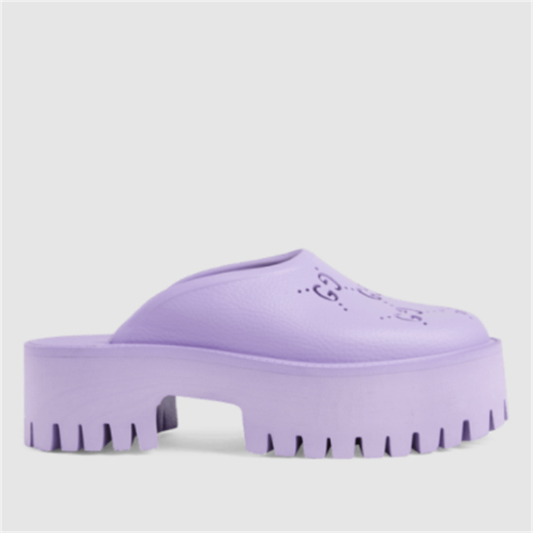 GUCCI 663577 女士淡紫色 镂空 G 防水台凉鞋