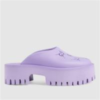 GUCCI 663577 女士淡紫色 镂空 G 防水台凉鞋