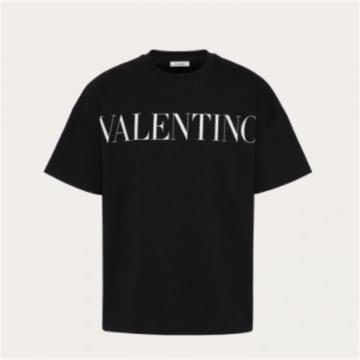 VALENTINO WV0MG10W7SS0NI 男士黑色 Valentino 印花棉质 T恤