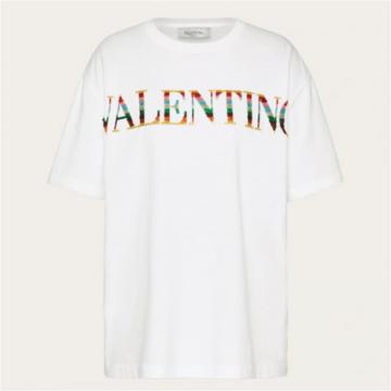 VALENTINO XB3MG16X73M0BO 女士白色 刺绣平纹针织 T恤