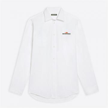 BALENCIAGA 681825TYB189000 男士白色 老虎徽标合身衬衫