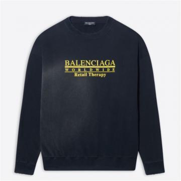 BALENCIAGA 676629TLVA91361 男士黑色 RETAIL THERAPY 合身版型圆领衫