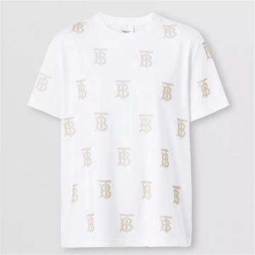 BURBEERY 80521191 女士白色 专属标识装饰棉质 T恤衫