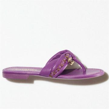 CHANEL G38210 女士深紫色 凉鞋