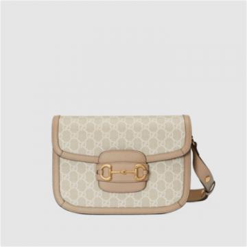 GUCCI 602204 女士米色拼白色 Gucci 马衔扣 1955 小号手袋