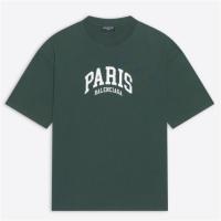 BALENCIAGA 612966TLVL73011 男士深绿色 城市系列 PARIS 中等剪裁 T恤