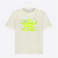 DIOR 223T19A4497 女士米白色拼荧光黄色 DIOR VIBE T恤