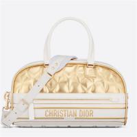 DIOR M6202OOLA 女士白色拼金色 中号 DIOR VIBE BOWLING 拉链手袋