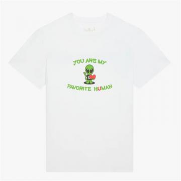 GIVENCHY BM71DU3Y6B 男士白色拼绿色 印花修身 T恤