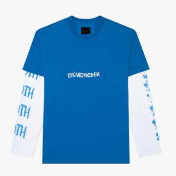 GIVENCHY BM71C63Y6B 男士蓝色 超大版型 T恤