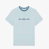 GIVENCHY BW707ZG0ZB 女士浅蓝色 GIVENCHY LOGO 簇绒图案 T恤