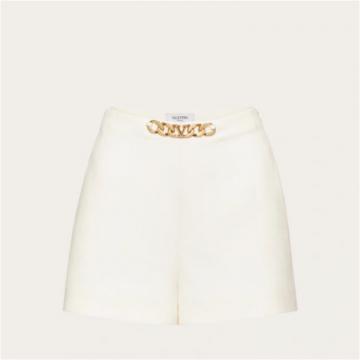 VALENTINO 1B3RF2351CFA03 女士白色 CREPE COUTURE VLOGO CHAIN 短裤