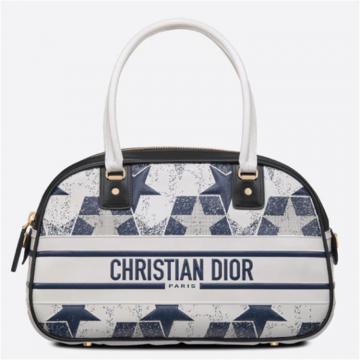 DIOR M6204OSMH 女士蓝色拼白色 中号 DIOR VIBE BOWLING 经典手袋