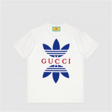 GUCCI 548334 男士白色 adidas x Gucci 联名系列针织棉 T恤