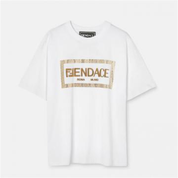 VERSACE 1006423 男士白色 FENDACE LOGO T恤