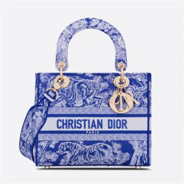 DIOR M0565OROC 女士荧光蓝色 中号 LADY D-LITE 手袋