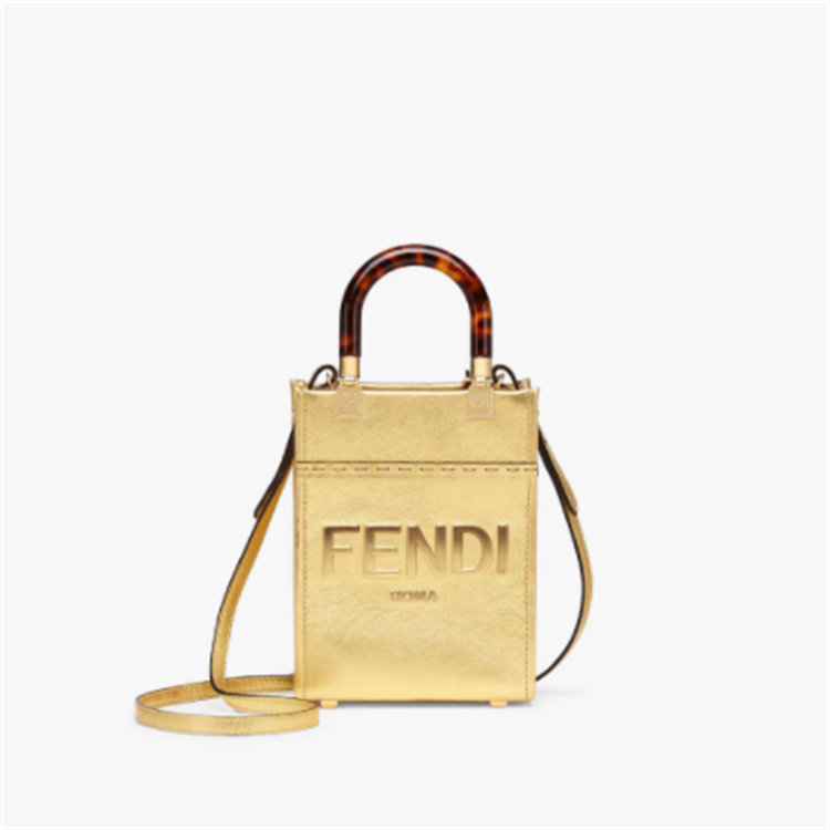 FENDI 8BS051AJH7F1GNN 女士金色 Fendi 迷你阳光手提袋