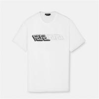 VERSACE 1006023 男士白色 LA GRECA LOGO T恤