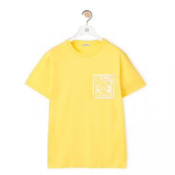 LOEWE H526Y22X25 男士黄色 棉质 Anagram 假口袋 T恤