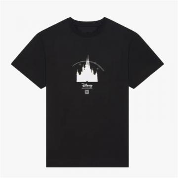 GIVENCHY BM71EF3Y6B 男士黑色 迪士尼城堡图案印花修身 T恤