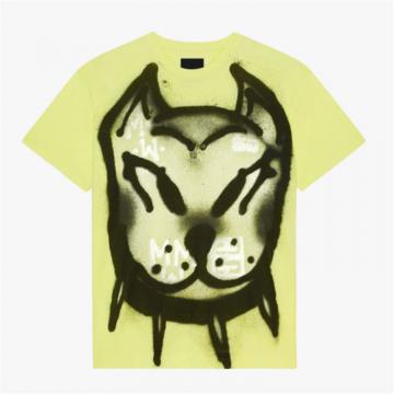GIVENCHY BM71EG3Y6B 男士黄色 超大版型印花 T恤