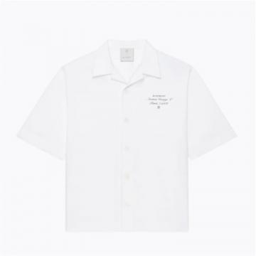 GIVENCHY BM60T51YB2 男士白色 GIVENCHY LOGO 夏威夷衬衫
