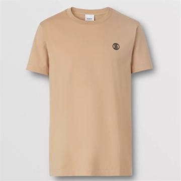 BURBERRY 80534241 男士柔黄褐色 专属标识图案棉质 T恤衫