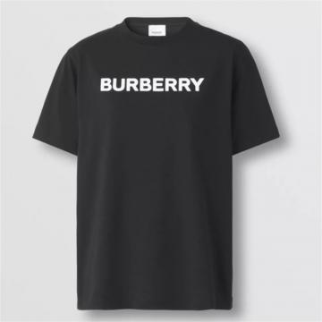 BURBERRY 80552511 女士黑色 徽标印花棉质 T恤